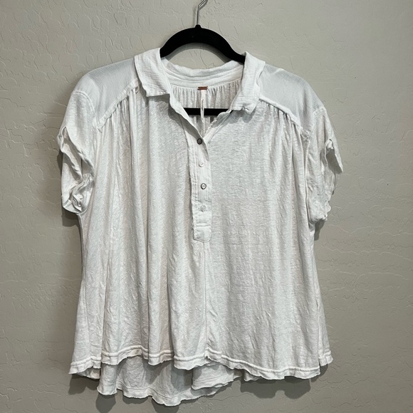 Free People Low Down Henley Top in Ivory, Size Small - Picture 2 of 6